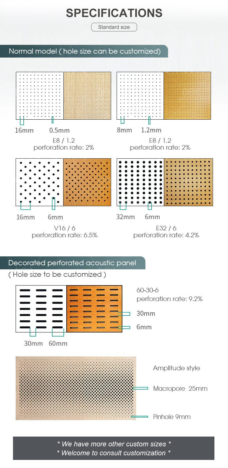 Wooden Normal Perforated Acoustic Panel Master Acoustic